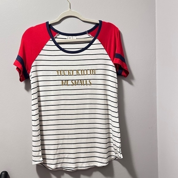 Baseball your ki llin me smalls women tee small stripes up cycle - Picture 4 of 5